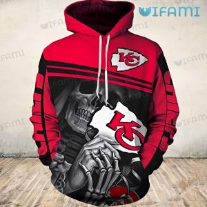 Youth KC Chiefs Hoodie 3D Death Holding Logo Kansas City Chiefs Gift - Image 2