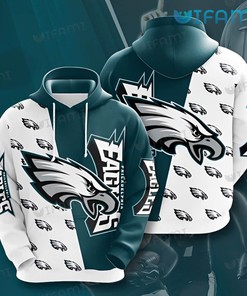 Youth Philadelphia Eagles Hoodie 3D White Green Logo Philadelphia Eagles Gift