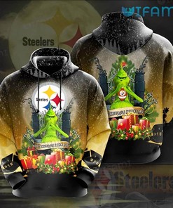 Youth Steelers Hoodie 3D The Grinch Christmas Box Pittsburgh Steelers Gift