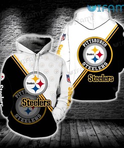 Youth Steelers Hoodie 3D White Black Logo Pittsburgh Steelers Gift