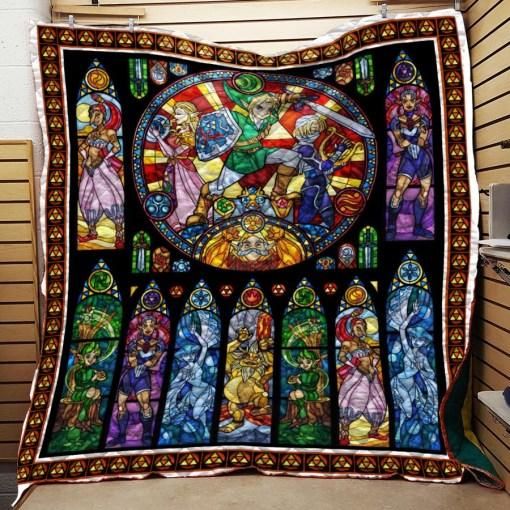 Zelda Stained Glass Game The Legend Of Zelda Quilt Blanket Bedding Set