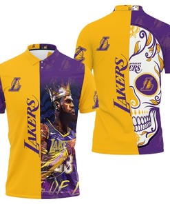 23 Lebron James Los Angeles Lakers Nba Western Conference Skull Logo 3D Polo Shirt