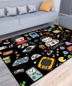 3D Game Area Rugs with Controller Print for Living Room, Bedroom and Game Room