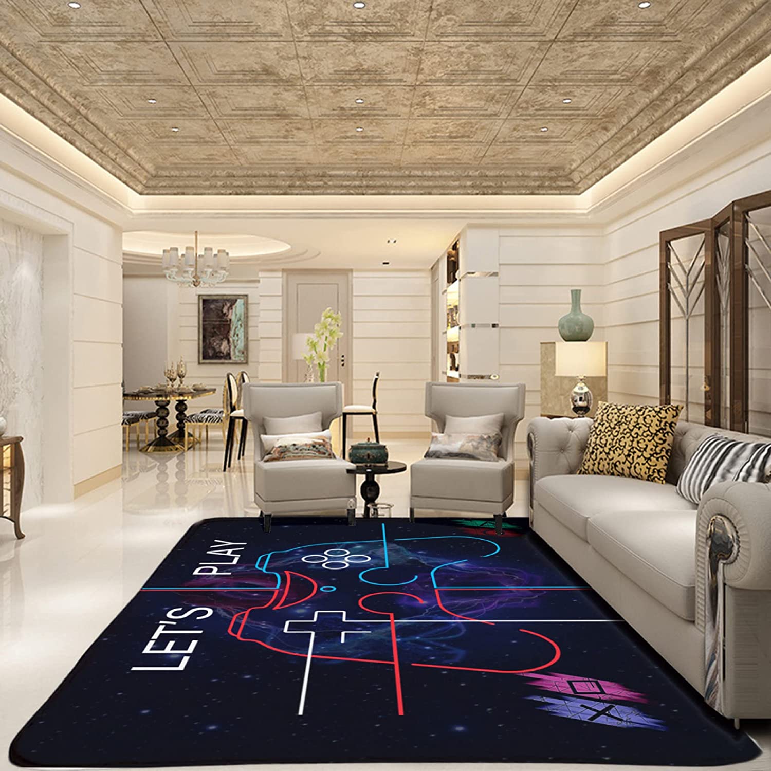 3D Game Rug with Controller Decoration - Non-Slip Carpet for Boy's Bedroom or Playroom - Gaming Area Rug - Image 2