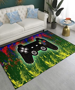 3D Gamepad Print Square Area Rug - Colorful Video Player Home Decor Bedroom Area Living Room Mat