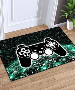 3D Gamer Area Square Rugs with Controller Doormat and Game Machine Carpet Home Floor Polyester Mat
