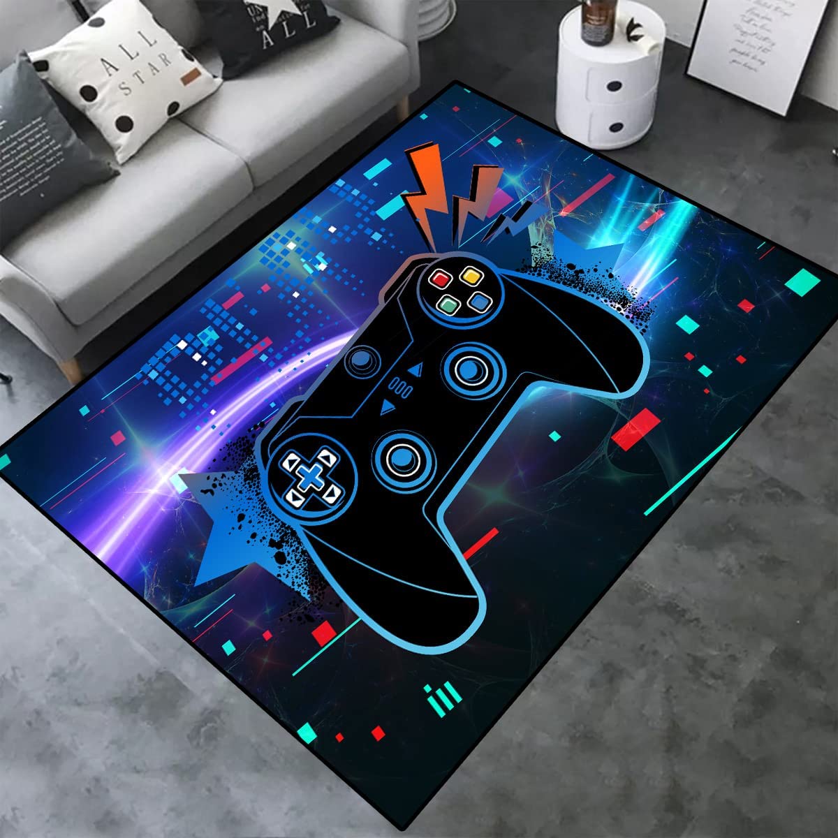 3D Gamer Carpet Decor | Personalized Game Area Rug | Controller Player Boys Gifts
