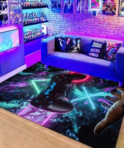 3D Gamer Carpet for Home Decor - Anime Game Area Rugs with Gamepad Design