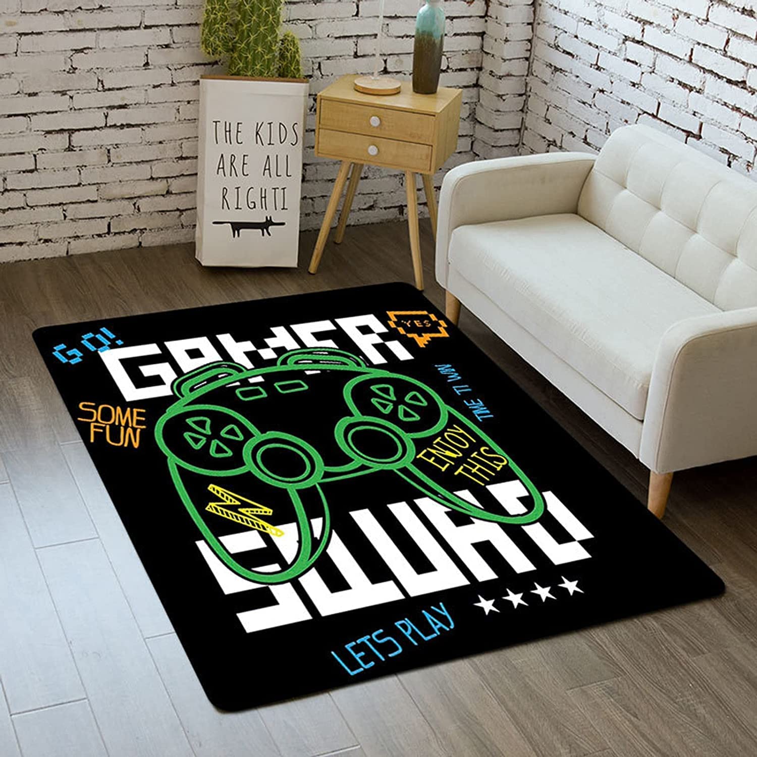 3D Printed Black Gamer Gamepad Controller Boys Carpet for Teen Gifts