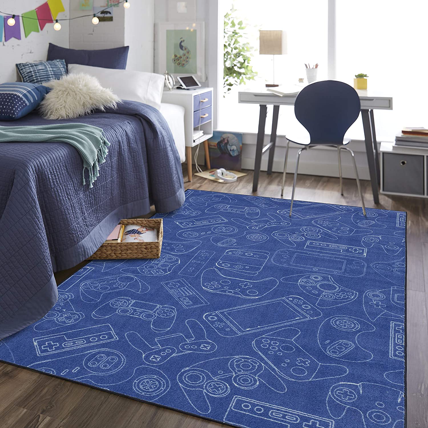 3D Printed Game Gamepad Black Carpets, Gaming Rug for Kids Boy
