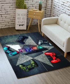 3D Printed Gamepad Area Rugs - Mat for Teen Gamer Bedroom, Living Room, Non-Slip Crystal Floor Polyester Mat