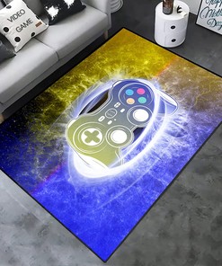 3D Printed Gamepad Controller Area Rugs with Video Game Rug Design Teen Boys' Playroom, Bedroom Home Decor