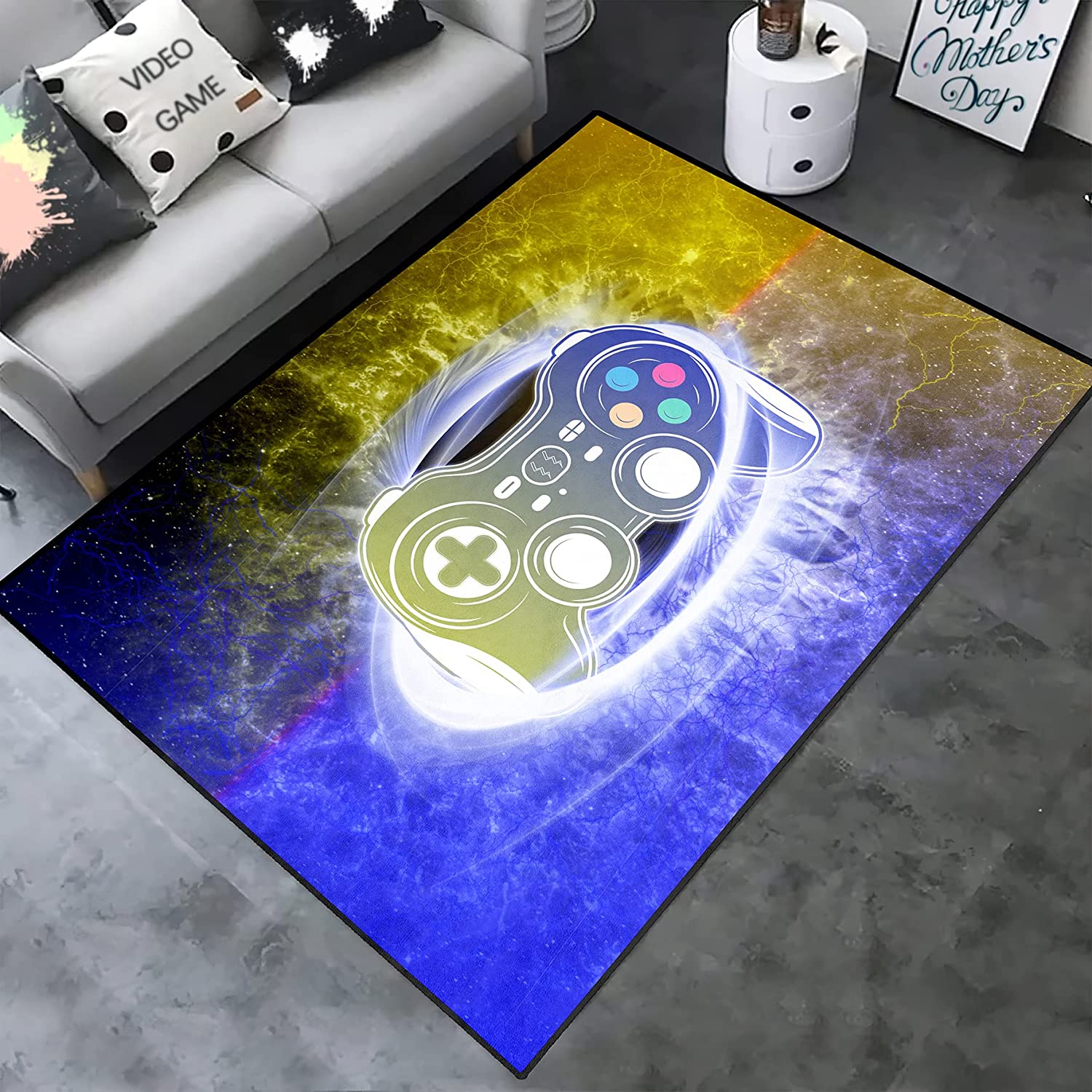 3D Printed Gamepad Controller Area Rugs with Video Game Rug Design Teen
