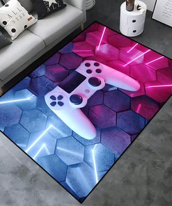 3D Printed Gamepad Controller Gamer Rug for Boys Bedroom and Living Room - Non-Slip Doormat