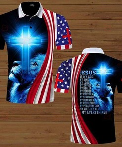 4Th July Lion Cross Jesus Is My Everything Polo Shirt
