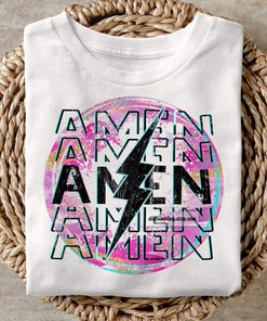 AMEN JESUS Lightning Bolt Strike Sublimation T-Shirt Design