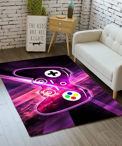 ANGELWARDROBE Gamer Area Rug for Kids Room - 3D Gamepad Controller Design in Blue
