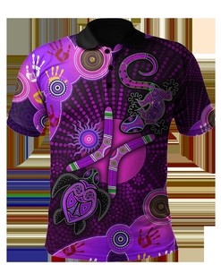 Aboriginal Naidoc Week 2021 Purple Turtle Lizard Sun Polo