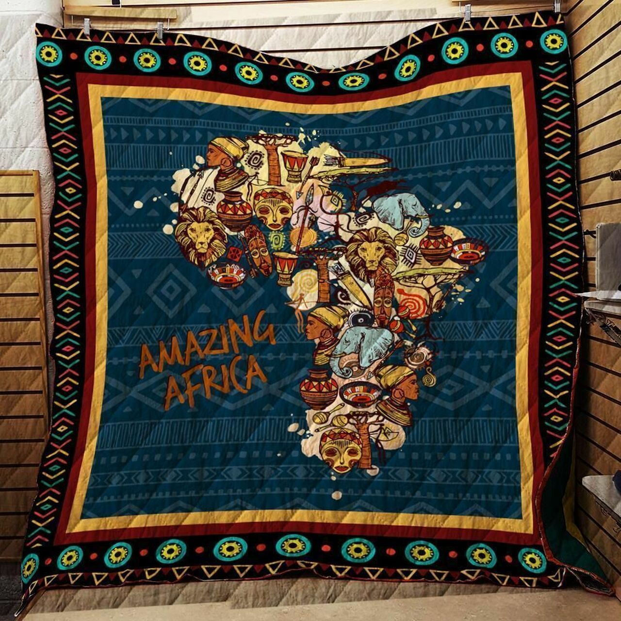 Africa Map Personalized Quilt Bedding Set for Home Decoration and Family Gifts