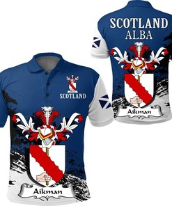 Aikman Scottish Family Crest Scotland Special Polo Shirt - Golf Shirt
