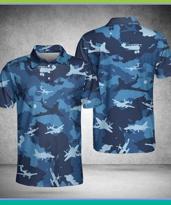 Aircraft Ocean blue polo shirt