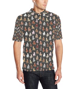 Alpaca Cute Design Themed Print Men Polo Shirt