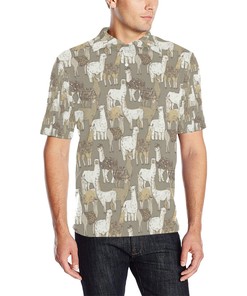 Alpaca Pattern Print Design 01 Men Polo Shirt