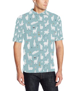 Alpaca Pattern Print Design 02 Men Polo Shirt