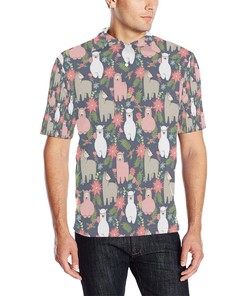 Alpaca Pattern Print Design 03 Men Polo Shirt