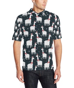Alpaca Pattern Print Design 04 Men Polo Shirt