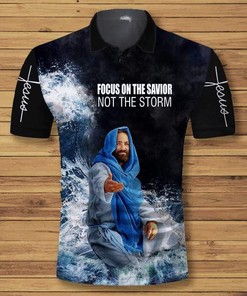 Amazing Christian Jesus Focus On The Savior Not The Storm Polo Shirt