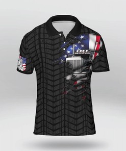 Amazing Us Trucker Black Crack Polo Shirt