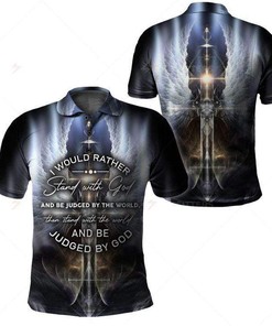 Amazing Wings Cross I Would Rather Stay With God And Be Judge By God Polo Shirt