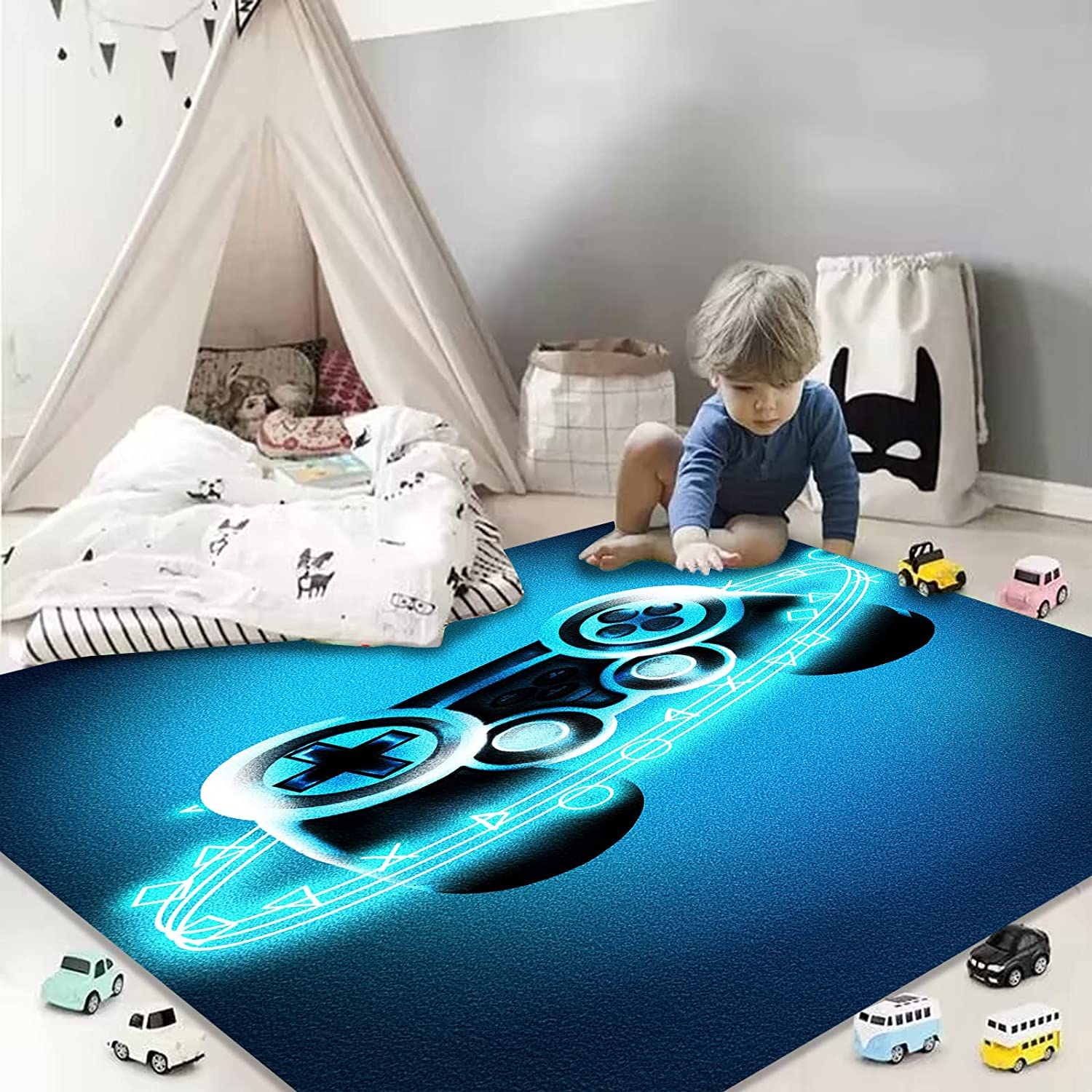 American Flag Gaming Rug for Boys Room - Video Game Controller Rug for Bedroom/Living/Gaming Room Floor - Image 4