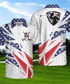 American Flag Golf Skull Polo Shirt