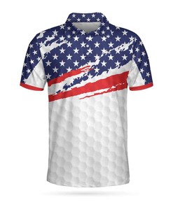 American Flag Golf Texture 3D All Over Printed Polo Shirt