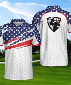American Flag Golf Texture Polo Shirt