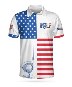 American Flag Golf Texture Skull American Flag Golf 3D Polo Shirt