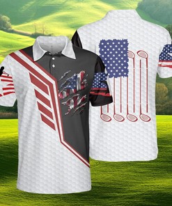 American Golf Player Flag Polo Shirt