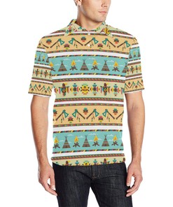 American Indian Life Pattern Men Polo Shirt