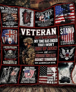 American Proud Veteran Quilt Bedding Set Blanket Bedroom Decor, Gifts for Family