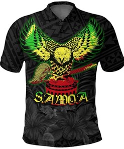 American Samoa Eagle with Seal Polo Shirt Rasta K4