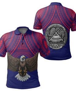 American Samoa Polynesian Coat Of Arms Bald Eagle Polo Shirt -