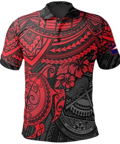 American Samoa Polynesian Polo Shirt - Red Turtle