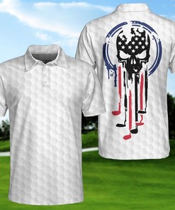 American Skull Golf Clubs Polo Shirt