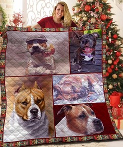 American Staffordshire Terrier Dog Quilt Blanket Bedding Set Great for Bedroom Decor and Family Gifts