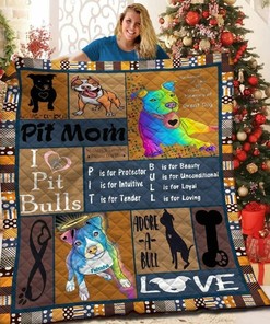 American Staffordshire Terrier Love These Pitbull Quilt Bedding Set Bedroom Decor, Gifts for Family