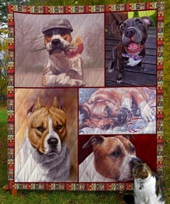 American Staffordshire Terrier Seasons In The Sun Quilt Bedding Set Blanket