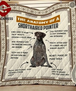 Anatomy Of Shorthaired Pointer Quilt Bedding Set Bedroom Decor, Gifts for Family
