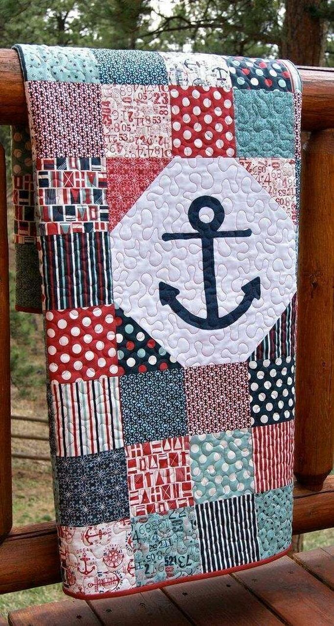 Anchors Quilt Bedding Set Bedroom Decor, Gifts for Family